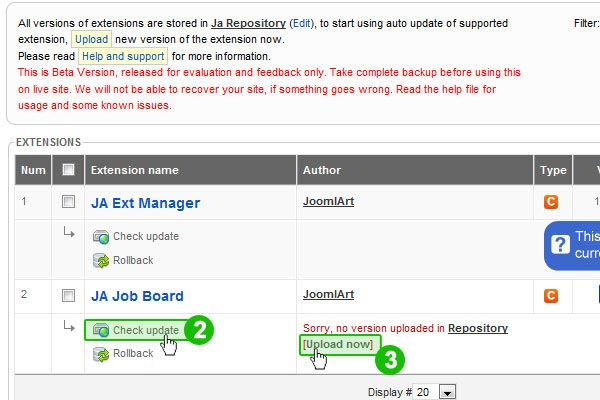 JA Extensions Manager