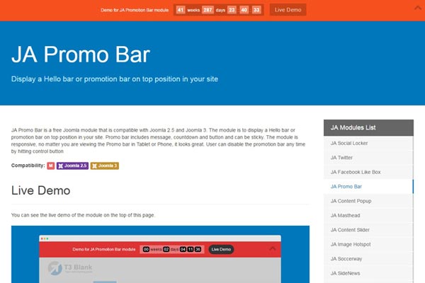 JA Promo Bar